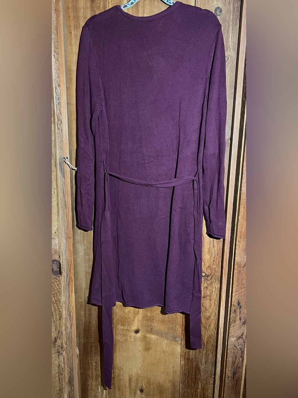 ELLE Plum Ruffled Long Sleeve Knit Cardigan - Picture 8 of 8